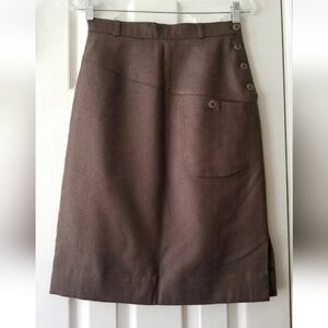 Claude Bert Paris Pencil Skirt Size EU 40 brown Wool Pocket Lined Vintage